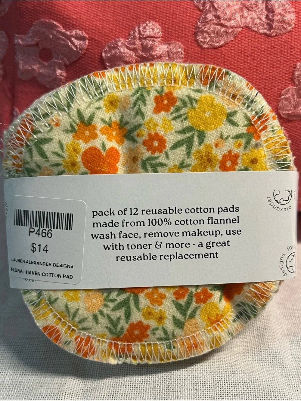 Lauren Alexander Designs Floral Reusable Cotton Pads & Floral Makeup Bag